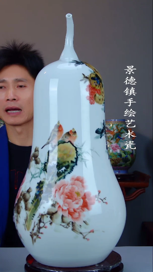 瓶陶景德镇手工手绘陶瓷摆件26