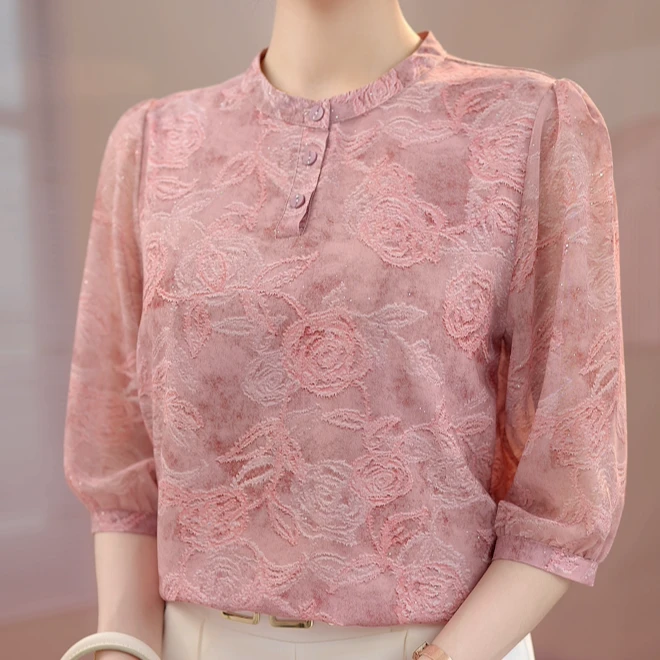 Y1221[高品质]气质优雅时尚碎花衬衫01