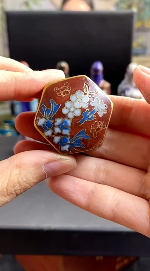 【闪购商品】非遗技艺 景泰蓝粉盒六角红色（老）