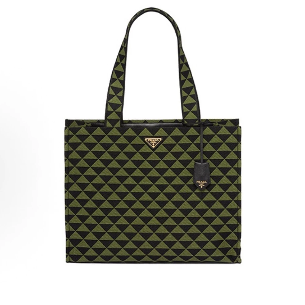 未使用 Prada/普拉达  珐琅金属徽标格子托特包