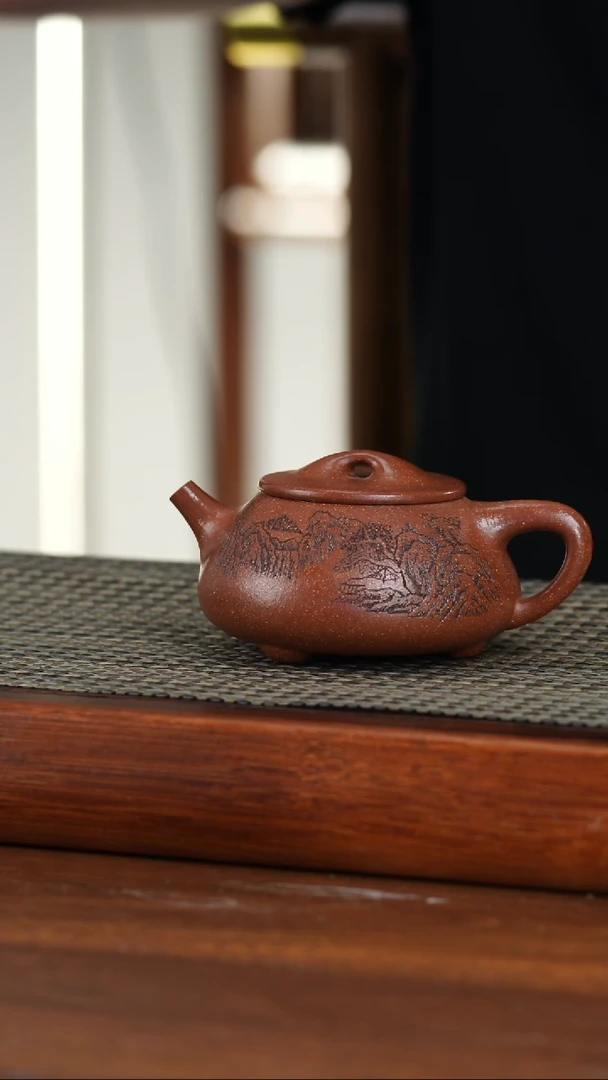 茶杯紫砂原矿红降坡泥满瓢