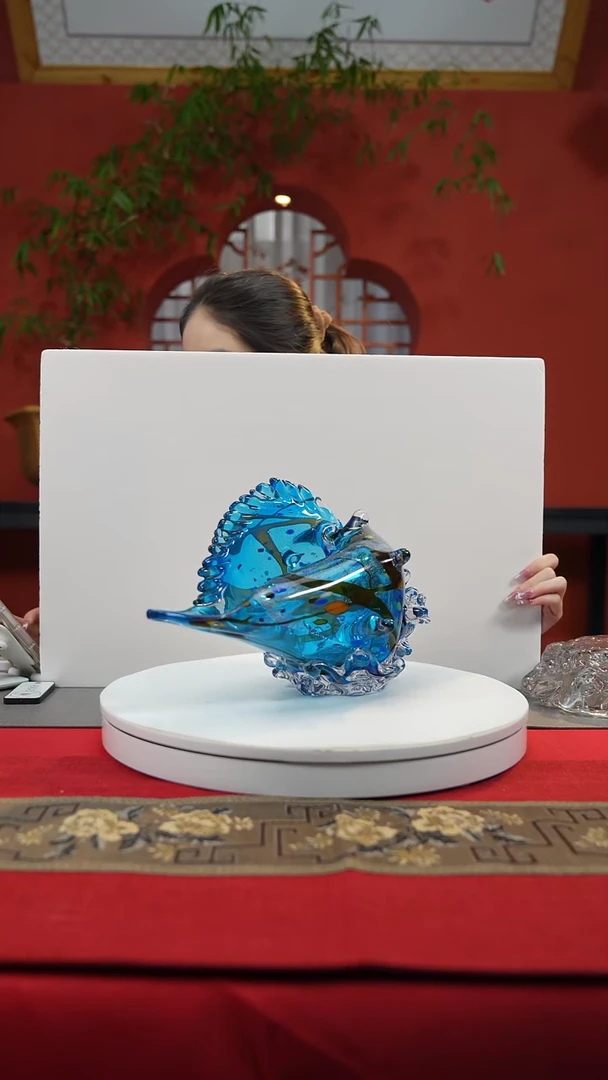 【闪购商品】琉璃手工艺品蓝色海螺