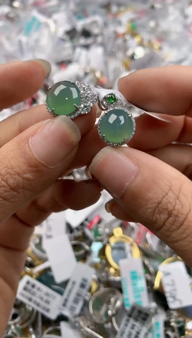 银S925镶嵌戒指翡翠101010----5