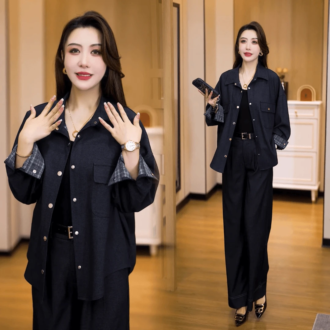2025短款常规款衬衫四季通用黑色韩版秋季时尚长袖休闲