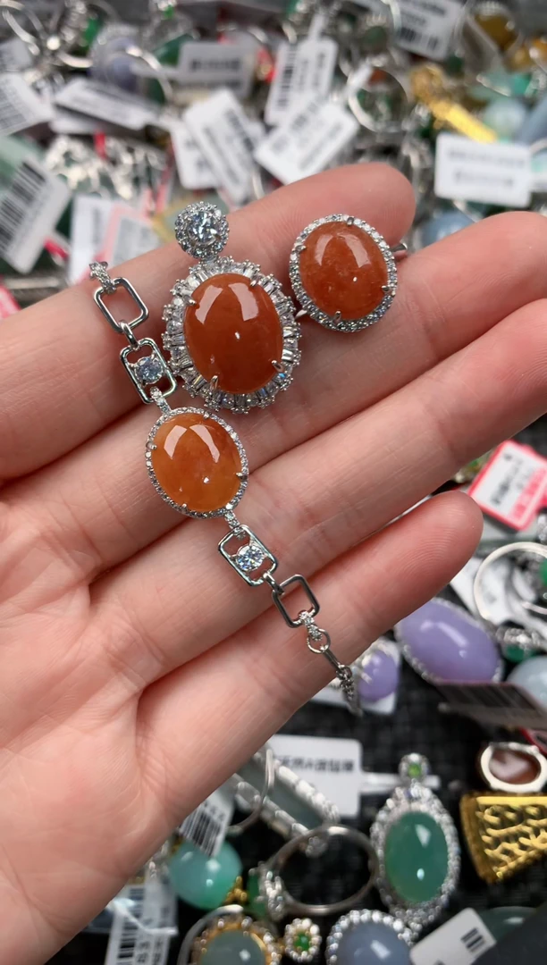 银S925镶嵌戒指翡翠44--7