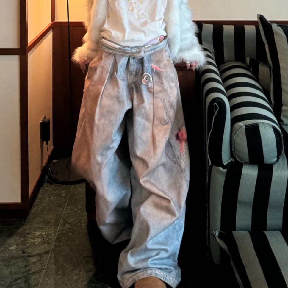 【LOCAT】 senseaweek   3d海洋印花阔版牛仔长裤   NW002