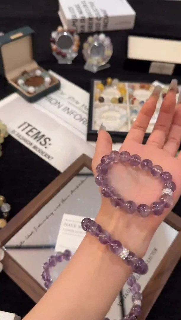 合金手链水晶紫兔毛x3199