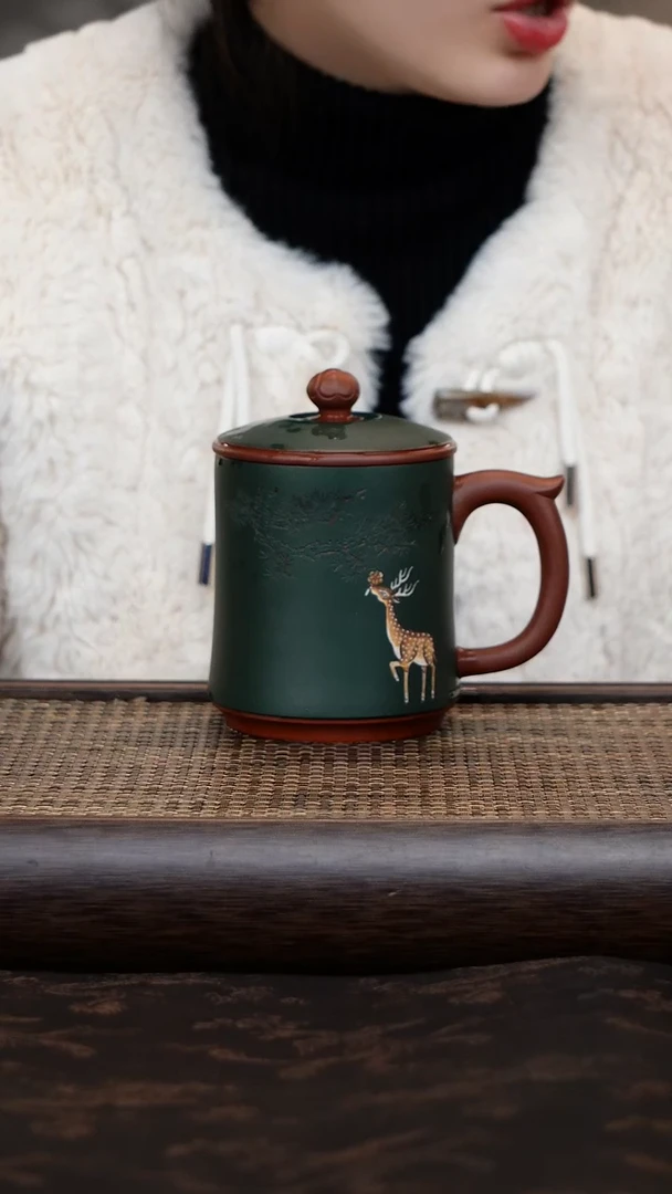 【闪购商品】紫砂茶杯一鹿有你粉浆老板杯