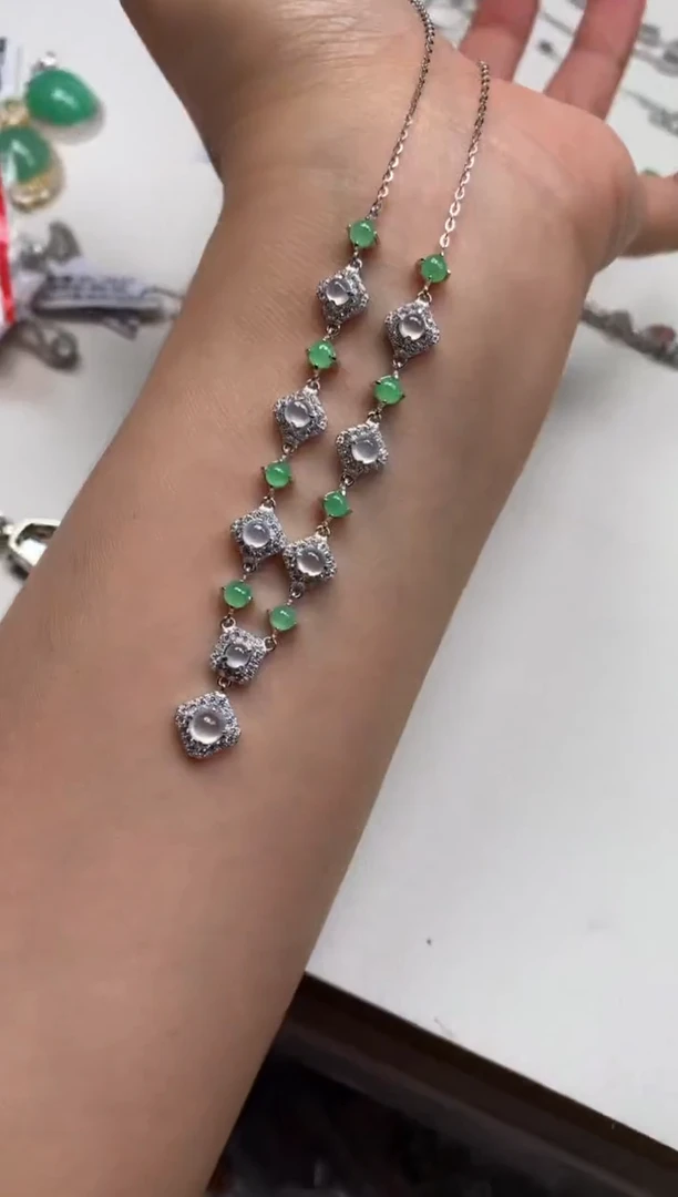 银S925镶嵌戒指翡翠项链8