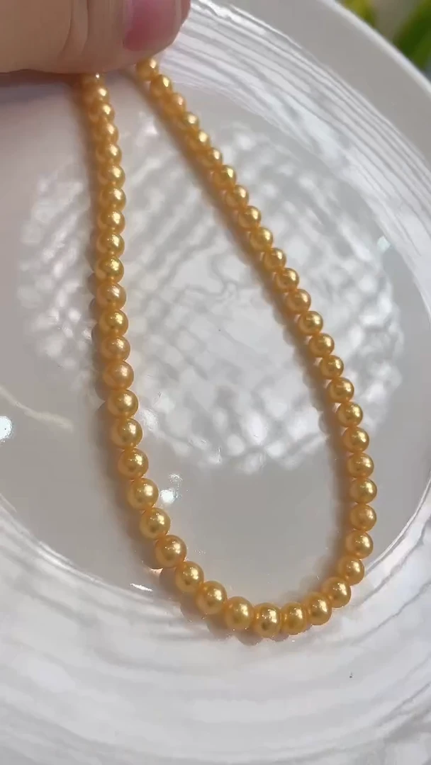 项链未镶嵌淡水珍珠99 4mm+黄色系小米