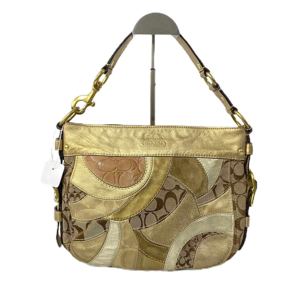 95新 COACH/蔻驰 经典老花帆布拼皮单肩腋下包 SH-30102-A