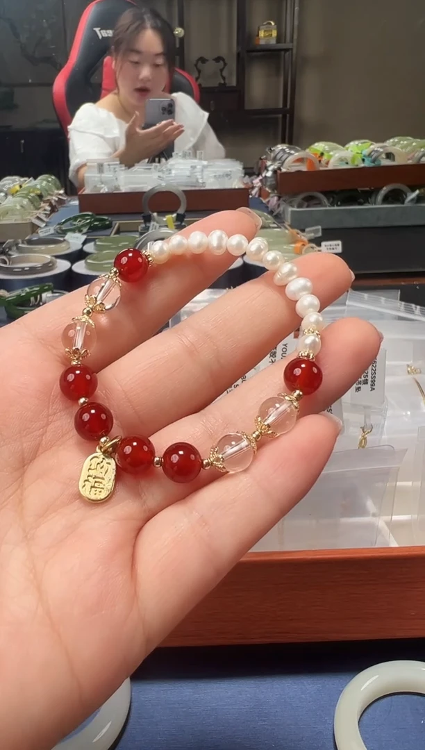 淡水珍珠手串银S925镶嵌珍珠手串