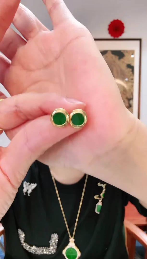 【闪购商品】翡翠耳饰银S925镶嵌耳饰