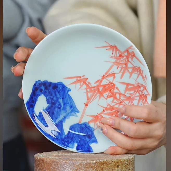 写意竹纹壶承写意竹纹壶承