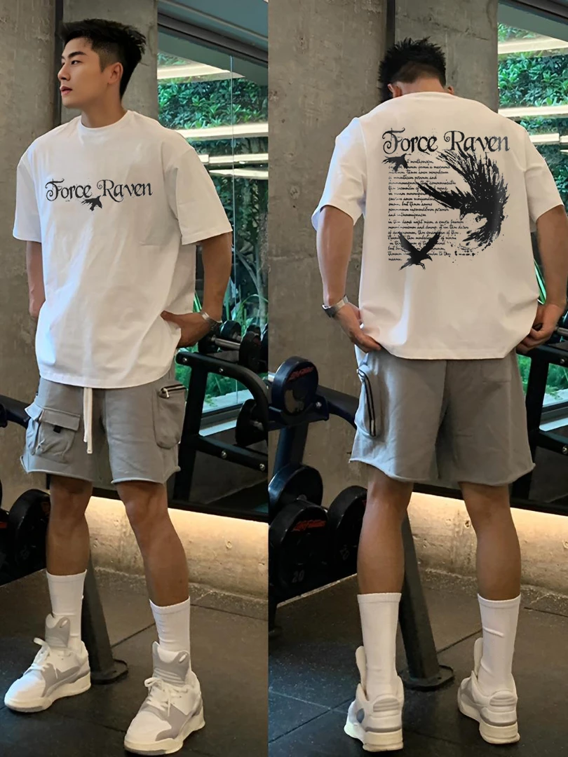 【重磅纯棉】美式简约短袖T恤vintage宽松潮流夏季透气情侣百搭休闲