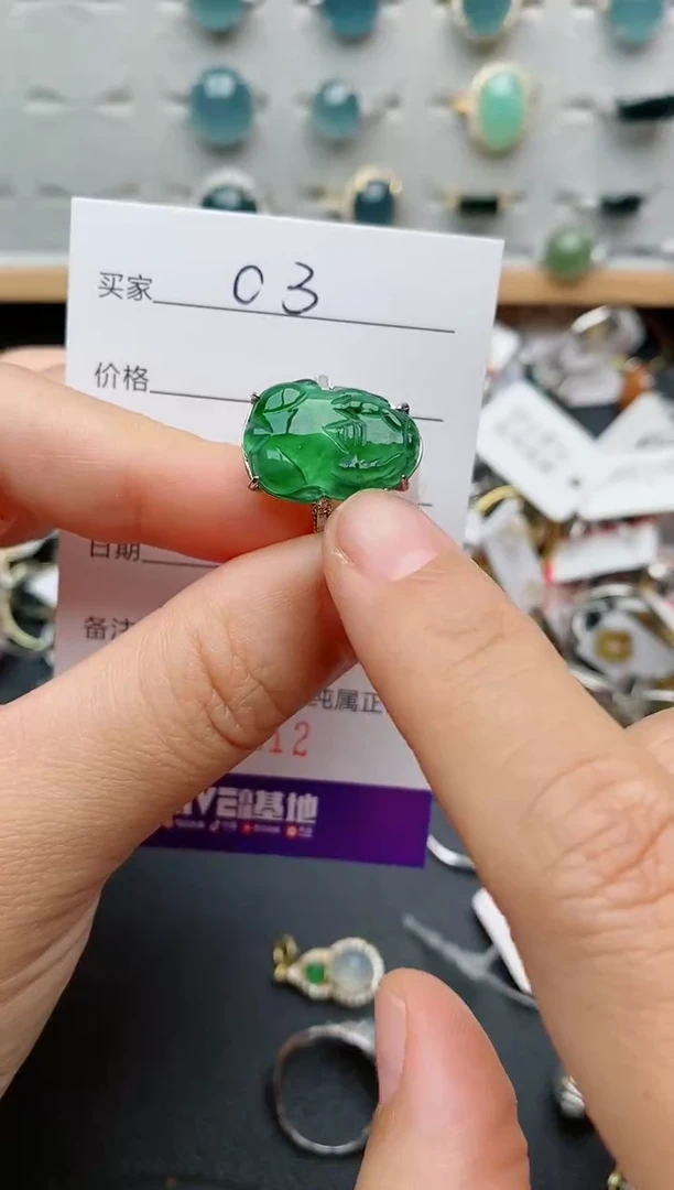翡翠戒指银S925镶嵌.