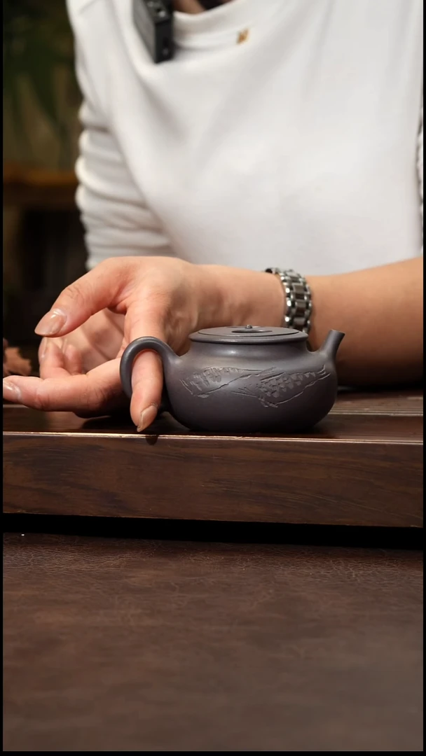 茶壶紫砂天青刻绘牛盖特价