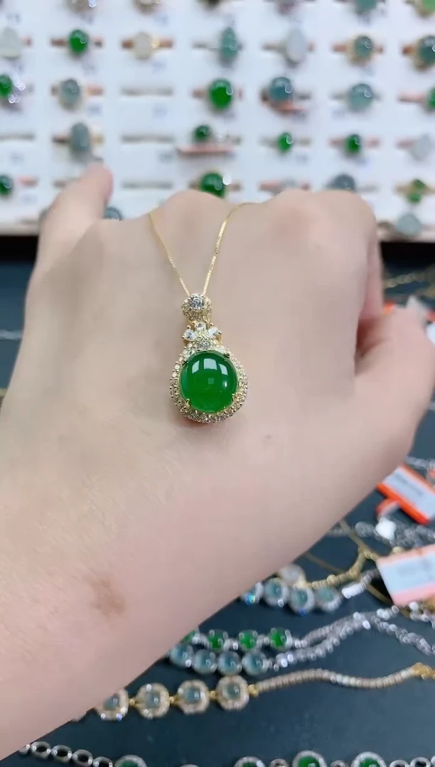 颈饰银S925镶嵌翡翠天然翡翠