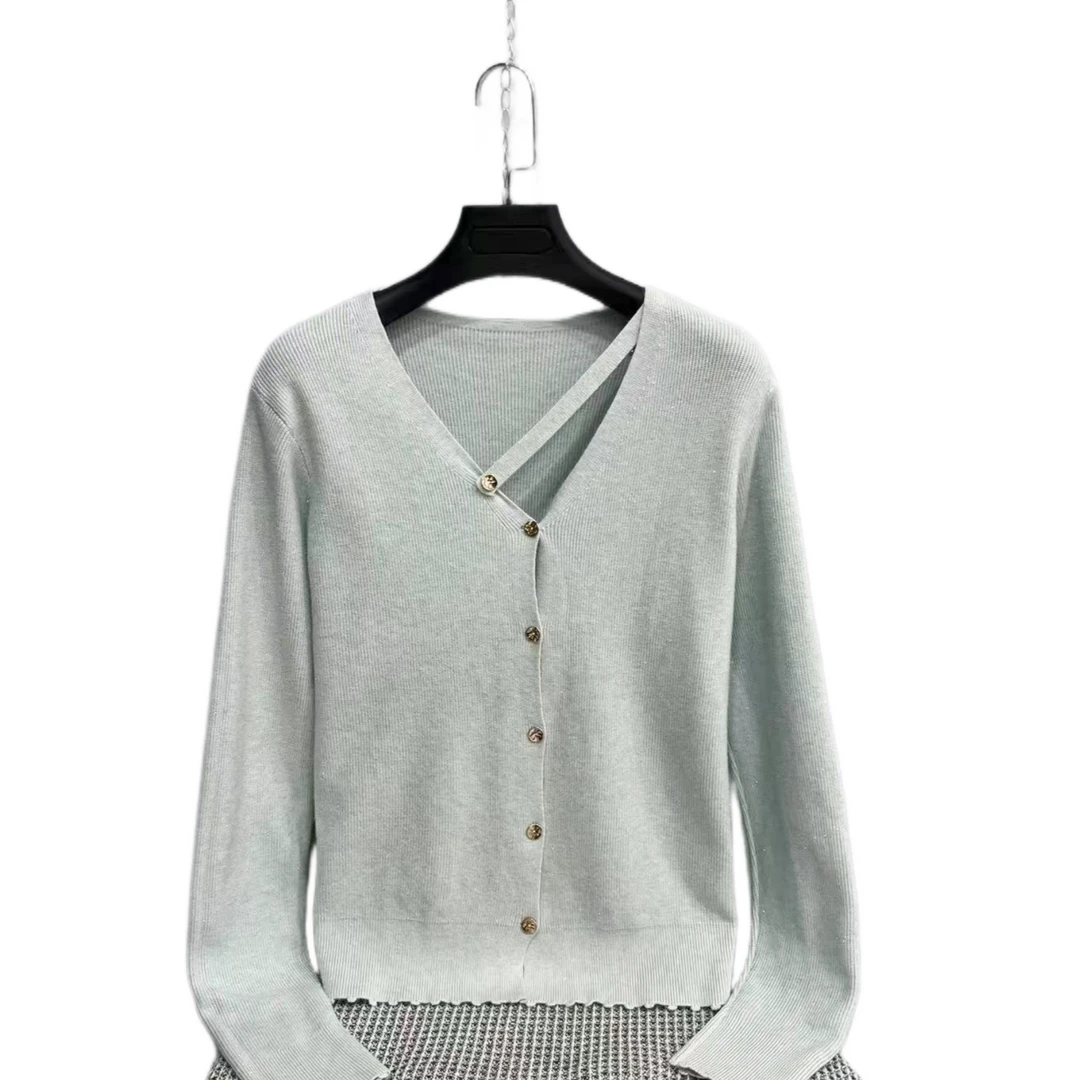 8799  开衫  亮丝  纯色  设计感  时尚  毛针织衫