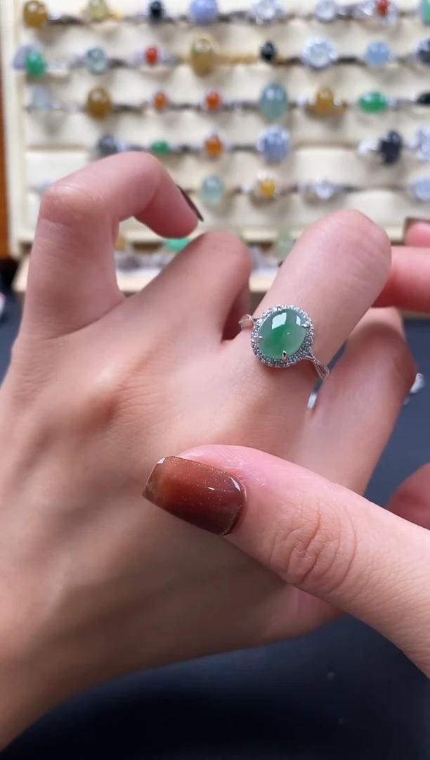 银S925镶嵌戒指翡翠555555+5