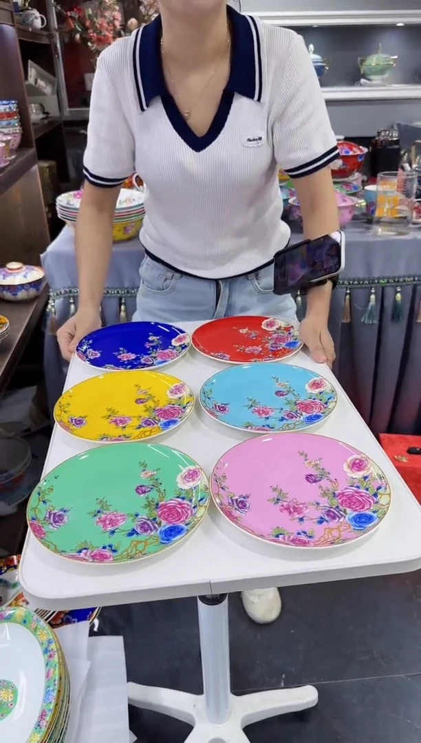 珐琅 7英寸骨碟6个景德镇陶瓷