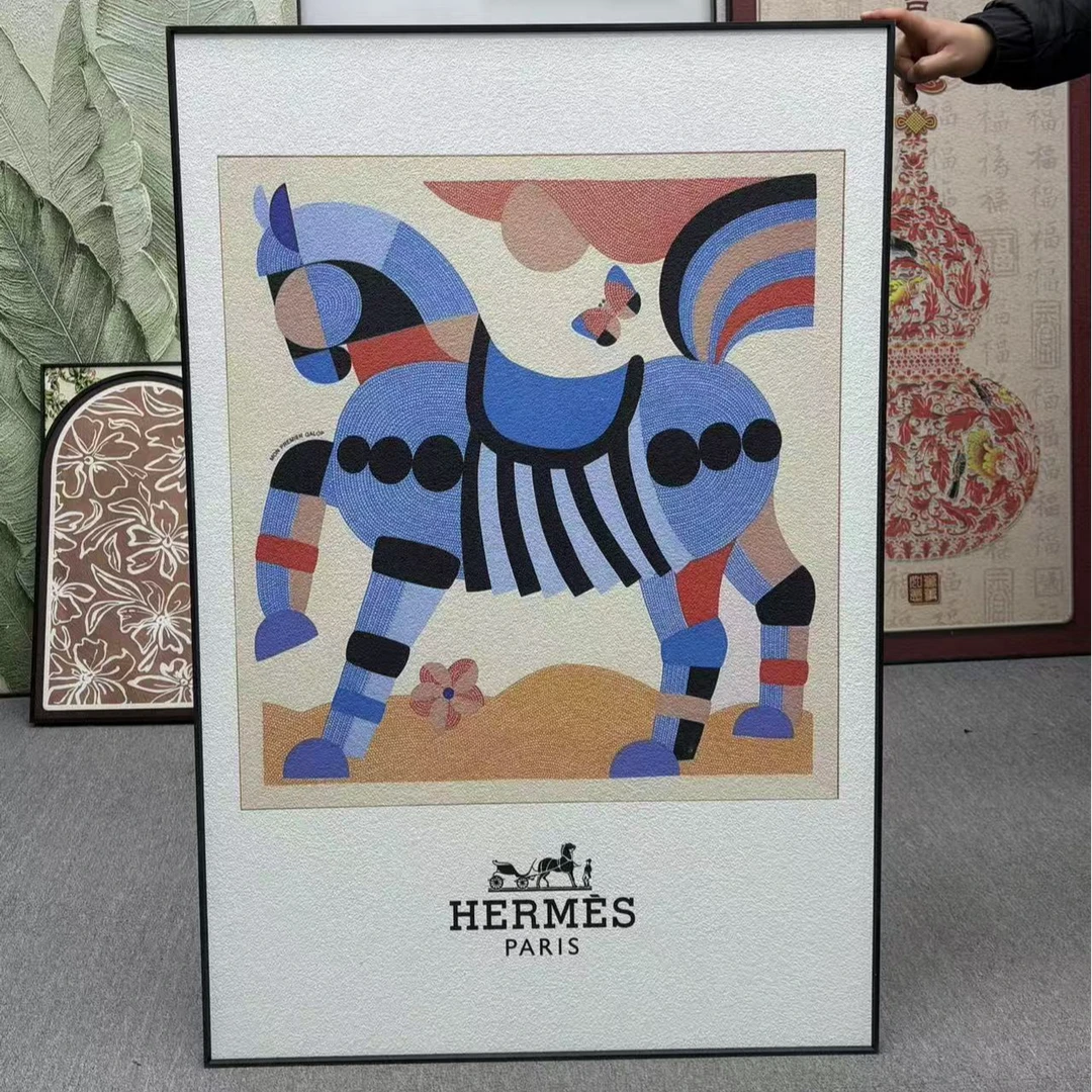 小马跳跃新款丝巾装饰画愉悦可爱马温馨挂画卧室走廊壁画80120