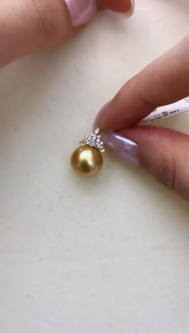 18K金镶嵌DA海水珍珠 金珠吊坠 GD147 12-13