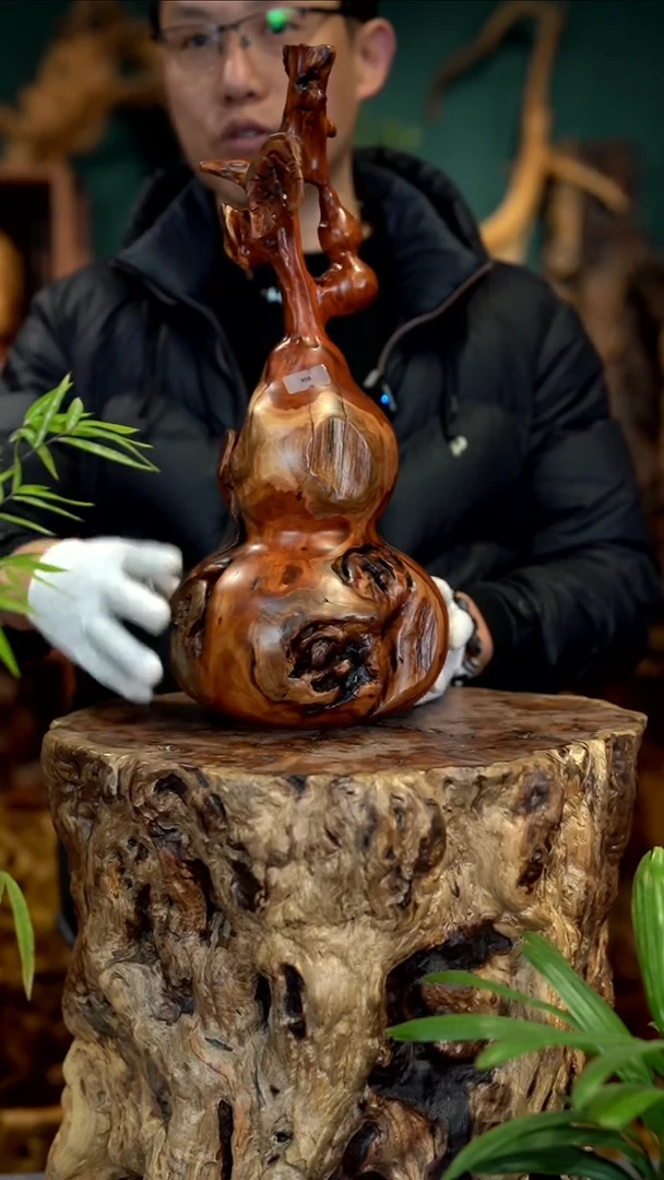 木雷击枣木葫芦摆件