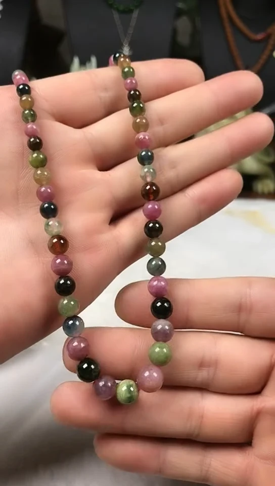 银S925镶嵌颈饰碧玺塔链8