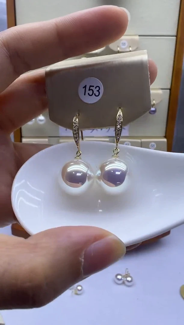 银S925镶嵌耳饰淡水珍珠153