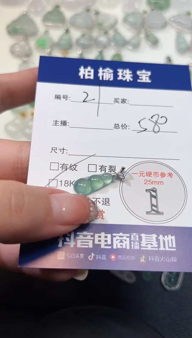 【闪购商品】翡翠颈饰18K金镶嵌21豆子