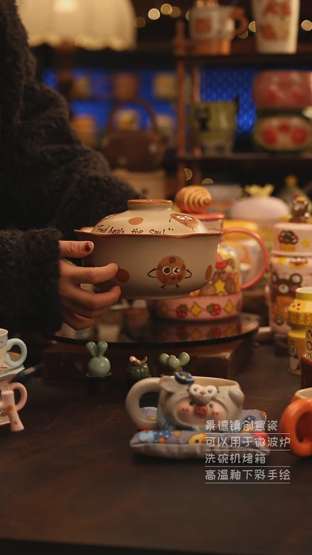 陶瓷景德镇可爱陶瓷釉下彩绘设计师款
