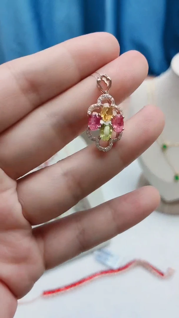 银S925镶嵌吊坠碧玺317ZB1110产品一个（多样性）