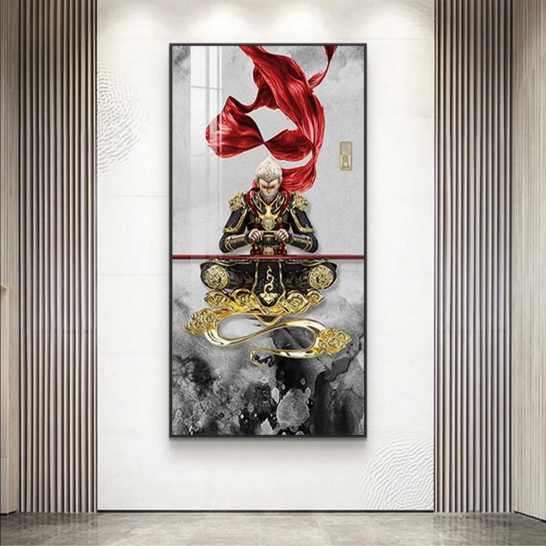 网红大圣动漫装饰画客厅沙发背景玄关墙高档大气电竞房40*80 pvc