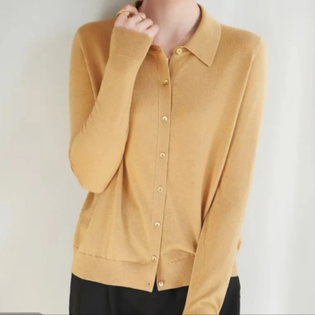 【84主播推荐】2024秋季女生v领长袖新款上衣修身气质针织开衫