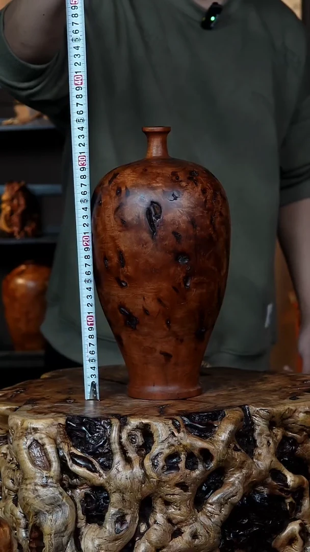 枣木百年鸡心枣木大梅瓶（高35）