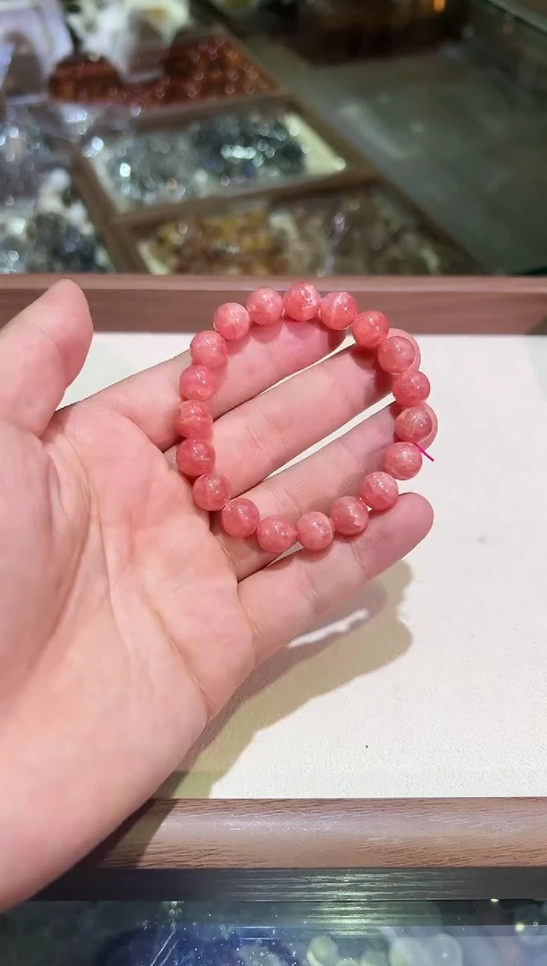 菱锰矿（红纹石）未镶嵌手串10mm+红纹石（多样性发一）