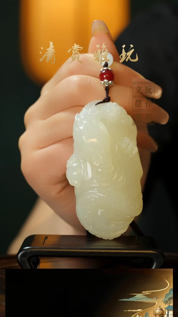 玉《龙腾四海》手把件摆件