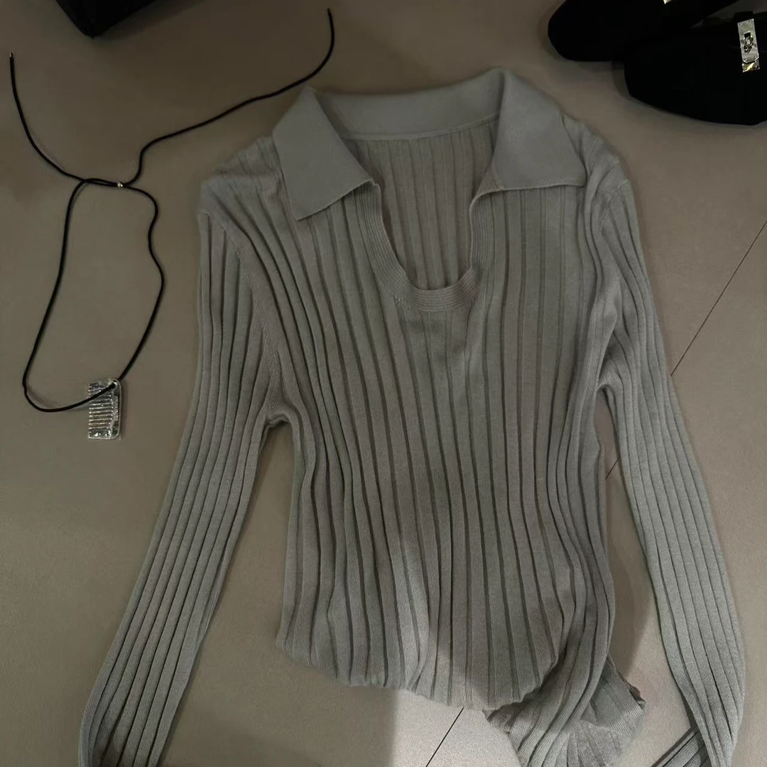 U型超细羊羊翻领小衫