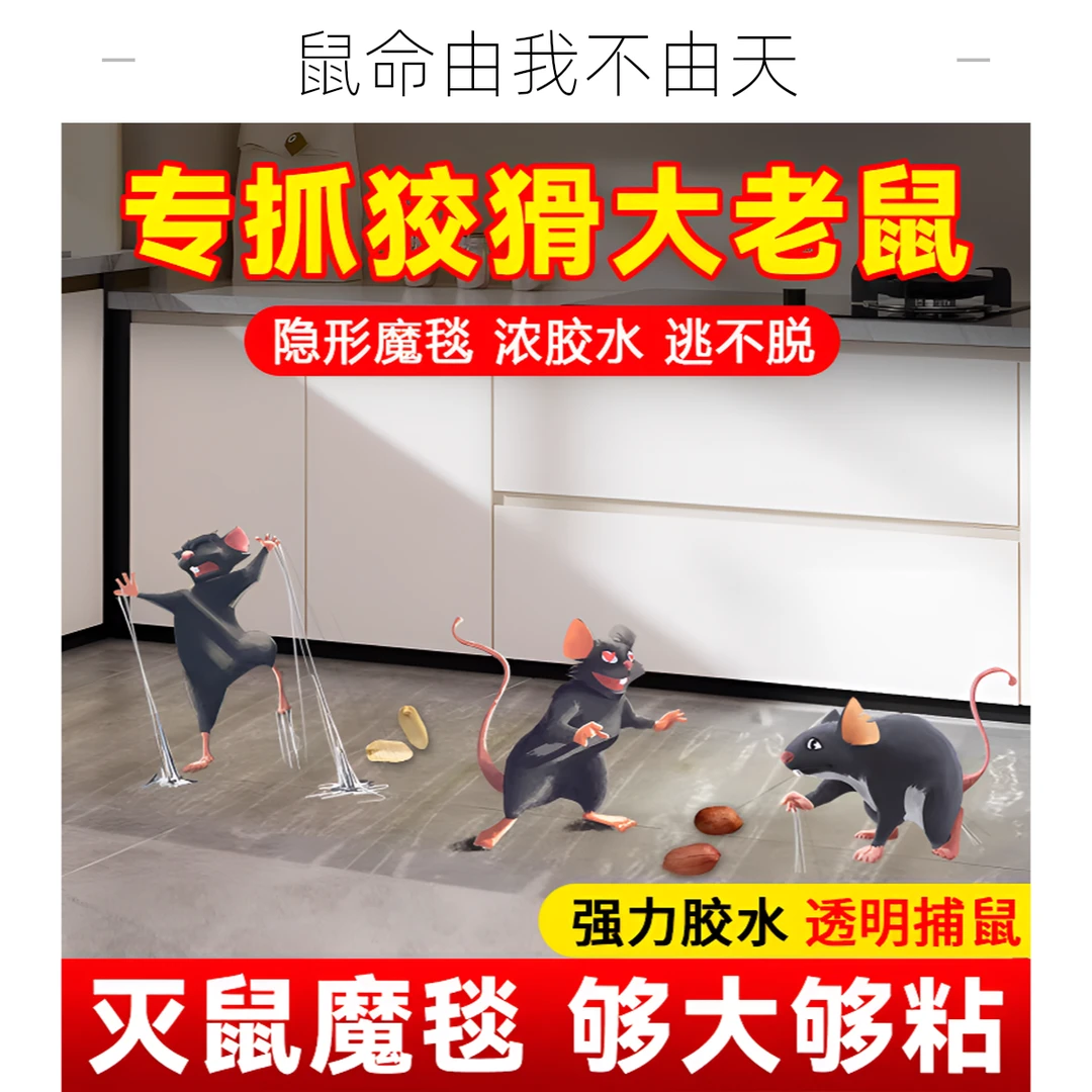 透明大型粘鼠魔毯 室内外可用两用隐形 强力粘鼠板老鼠贴老鼠克星