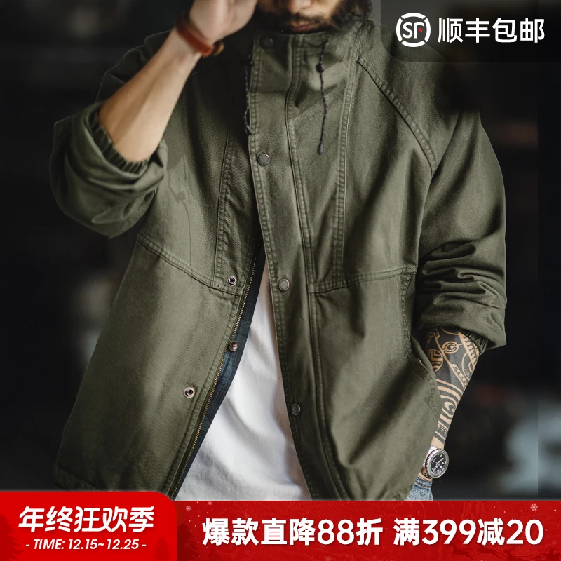 马登工装美式复古立领M65夹克防风廓形军绿色硬汉vintage外套男秋