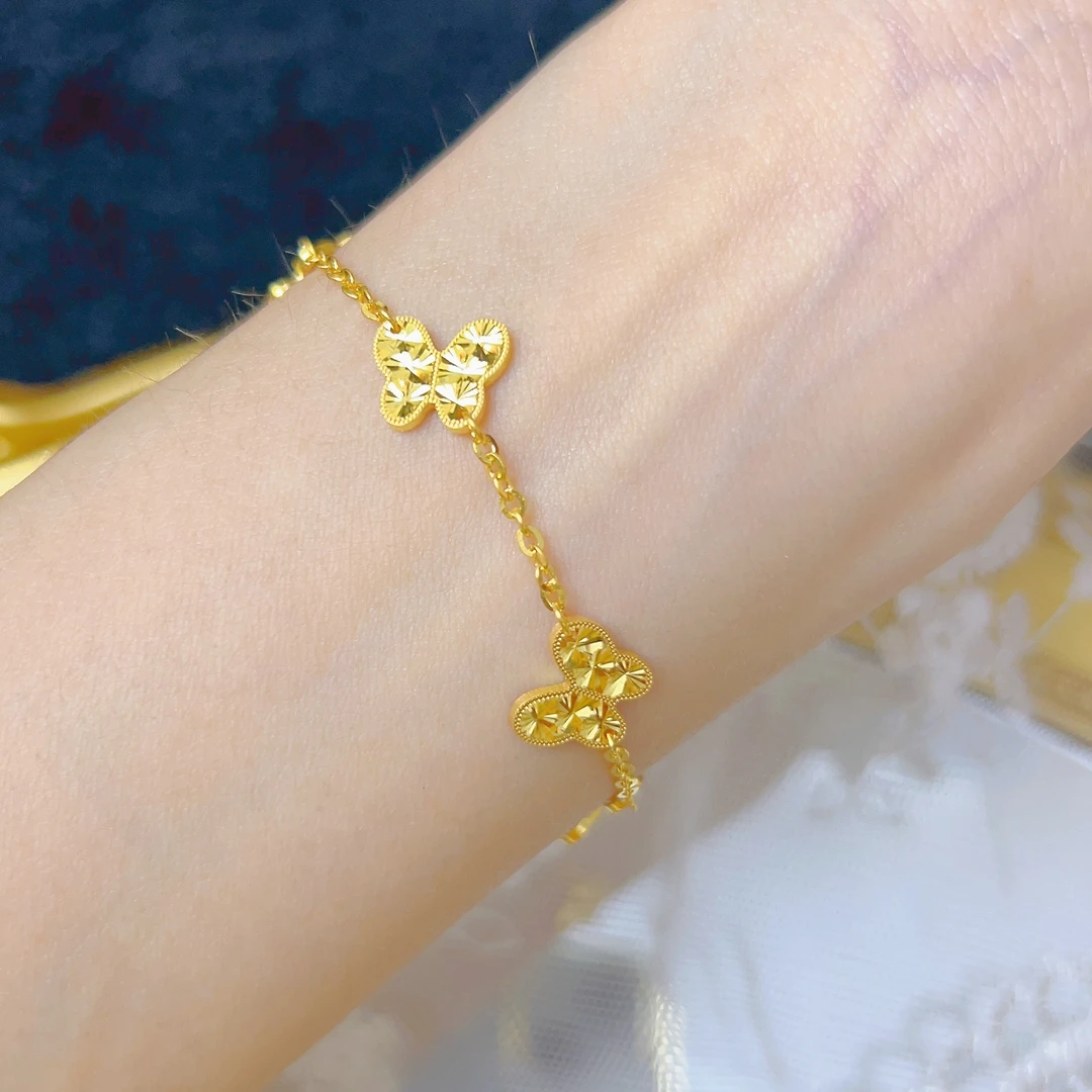 足金999手链5G精致百搭黄金手链气质轻奢国风民族风蝴蝶女款