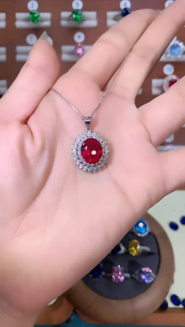 无吊坠925银鸽血红色吊坠