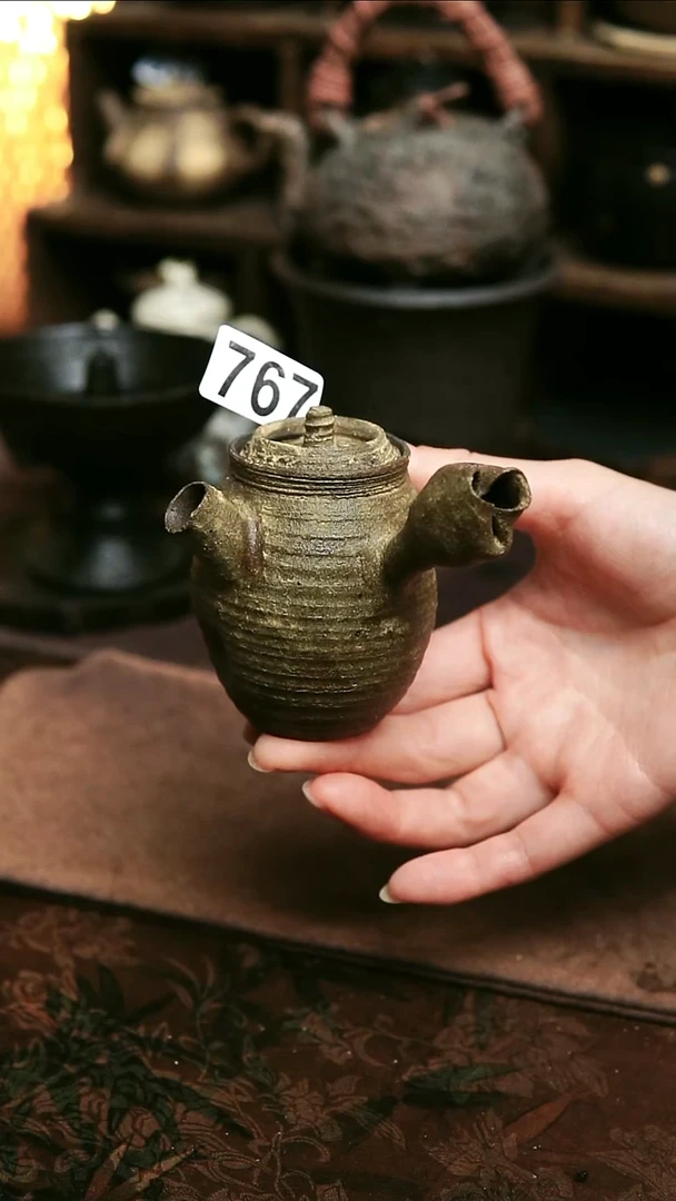 微瑕福利紫砂全手工落叶黄粉引茶壶90毫升