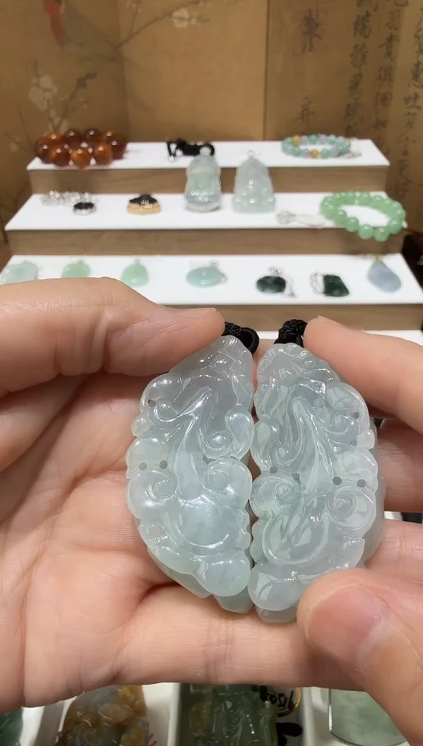 未镶嵌挂件翡翠A货翡翠多样性孤品一对