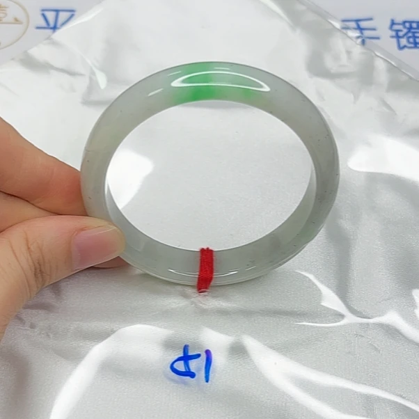 【圈口52~54】缅甸A货翡翠手镯天然玉镯女款晴水底飘绿花手镯880-51