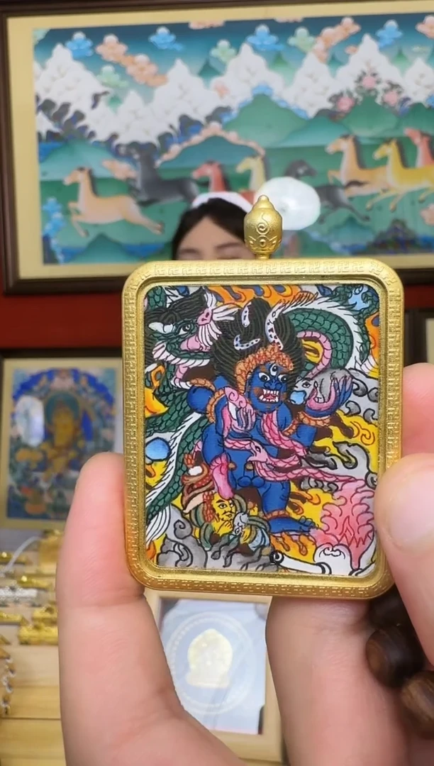 吊坠黑财神-热贡纯手绘周毛