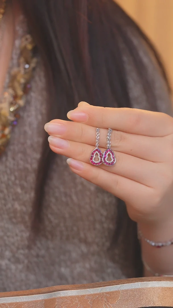 【闪购商品】红宝石耳饰18K金镶嵌@@U8677