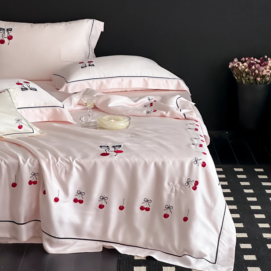 美如梦丨樱桃熟了 LF兰精天丝夏凉被精致刺绣凉而不冰夏被四件套