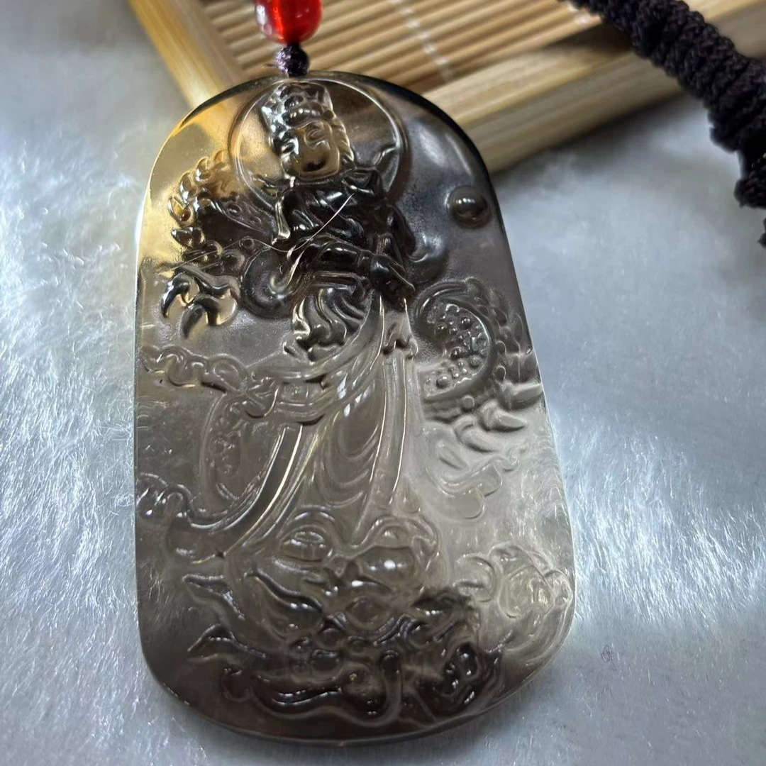 C3381【福嘟嘟珠宝】黑钻晶黑曜石御龙观音吊坠-配珠链